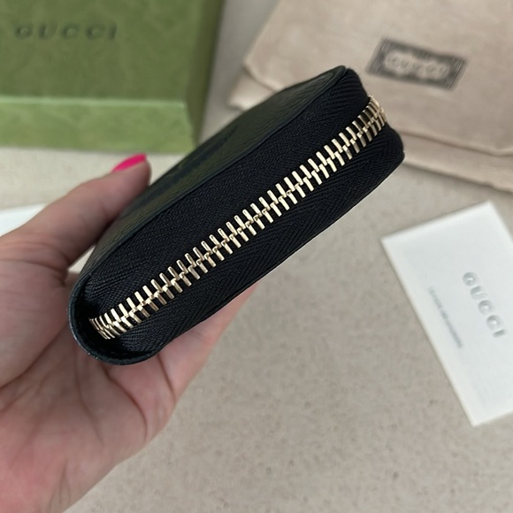 $985 NEW Authentic GUCCI Black Gold Soho Wallet Card Holder Tassel Leather - Picture 7 of 14